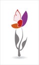 Silhouette of a girl`s face from a flower. beautiful line of female face