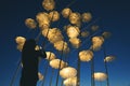 Silhouette of a girl shooting the Umbrellas, Thessaloniki - Greece