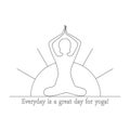 The silhouette of a girl sitting in the lotus position against the background of the rising sun. Vector logo. Yoga. Royalty Free Stock Photo