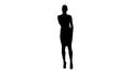 Silhouette Girl in skirt preening and checking her appearance like she looks in the mirror. Royalty Free Stock Photo