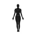 Silhouette of a Girl Standing with Feet Together and Palms Forward. Tadasana Yoga Pose. Vector Royalty Free Stock Photo