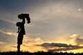 Silhouette a girl with teddy bear Royalty Free Stock Photo