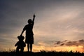 Silhouette a girl with teddy bear Royalty Free Stock Photo