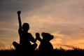 Silhouette a girl with teddy bear Royalty Free Stock Photo