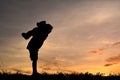 Silhouette a girl with teddy bear Royalty Free Stock Photo