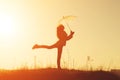 Silhouette of girl with umbrella Royalty Free Stock Photo