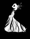 Silhouette Girl in white dress