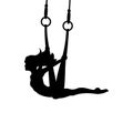 Silhouette girl yoga exercise pose aero flying.