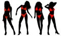 Silhouette of girls in bikinis Royalty Free Stock Photo