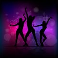Silhouette of girls dancing in a disco. Vector illustration Royalty Free Stock Photo