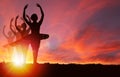 Silhouette Girls Dancing at Golden Sunrise