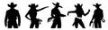 Silhouette of girls and guys dancing at the country music festival. Cowboys and cowgirls in hat, waist-length portrait