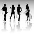 Silhouette girls shopping