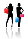 Silhouette girls shopping