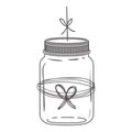 Silhouette glass jar with thread in bow shape