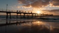 Silhouette of Glenelg Jetty at sunset, South Australia, Adelaide Royalty Free Stock Photo