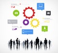 Silhouette of Global Business People Infographic Royalty Free Stock Photo