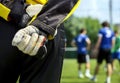 Silhouette goalkeeper at gate