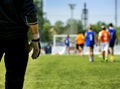 Silhouette goalkeeper standing in gate Royalty Free Stock Photo