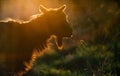 silhouette of a goat head in sunset light