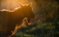 silhouette of a goat head in sunset light