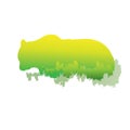 silhouette of a bear Inside the pine forest, bright colors /animal / park / vector illustration on white background. logo, symbol Royalty Free Stock Photo