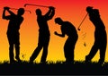 Silhouette Golf players with sunset