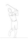 Silhouette golfer swinging driver wood for golf