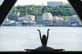 Silhouette of graceful ballerina in white tutu Royalty Free Stock Photo