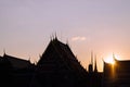 Silhouette of Grand Palace or Wat Phra Keaw at sunset Bangkok Thailand