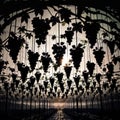 Silhouette of grapes growing in a vineyard in the morning, generative ai