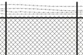 Silhouette Graphic Depicting A Chain Link And Barbed Wire Fence. Vector.