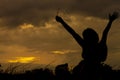 Silhouette of grass and Women.