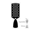 Silhouette of a grater for cheese and vegetables on a white background. Isolated object. Flat style. Vector Royalty Free Stock Photo