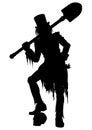 Silhouette Gravedigger with a shovel Royalty Free Stock Photo