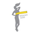 Silhouette gray color woman weight loss logo