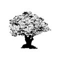 Silhouette of Great Oak tree for logo design Royalty Free Stock Photo