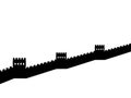 Silhouette of the Great wall of China. Ancient historical architecture