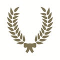 Silhouette of Greek or Roman laurel wreath for honor winners prize, leaf frame for graduation certificate or sport