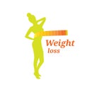 Silhouette green color woman weight loss logo