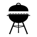 Silhouette grill icon with lid, brazier sign, chargrill icon isolated