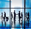 Silhouette Group of Business People Handshake Concept Royalty Free Stock Photo