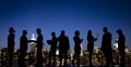 Silhouette Group of Business People Interacting