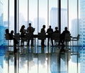 Silhouette Group of Business People Meeting Concept Royalty Free Stock Photo