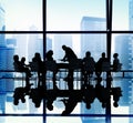 Silhouette Group of Business People Meeting Concept Royalty Free Stock Photo