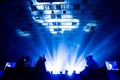 Silhouette of a group of cameramen broadcasting an event