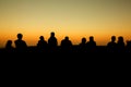 silhouette of group of friends standing Royalty Free Stock Photo