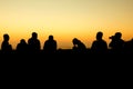 silhouette of group of friends standing Royalty Free Stock Photo