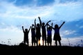 Silhouette, group of happy children Royalty Free Stock Photo