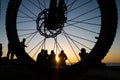 Silhouette of group of people against the sunset